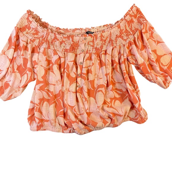 torrid Tops - Torrid Crinkle Gauze Off Shoulder Top‎ Floral Size 2 (2X) Vacation Spring Summer
